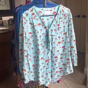 Anthropologie Mushroom Print Blouse